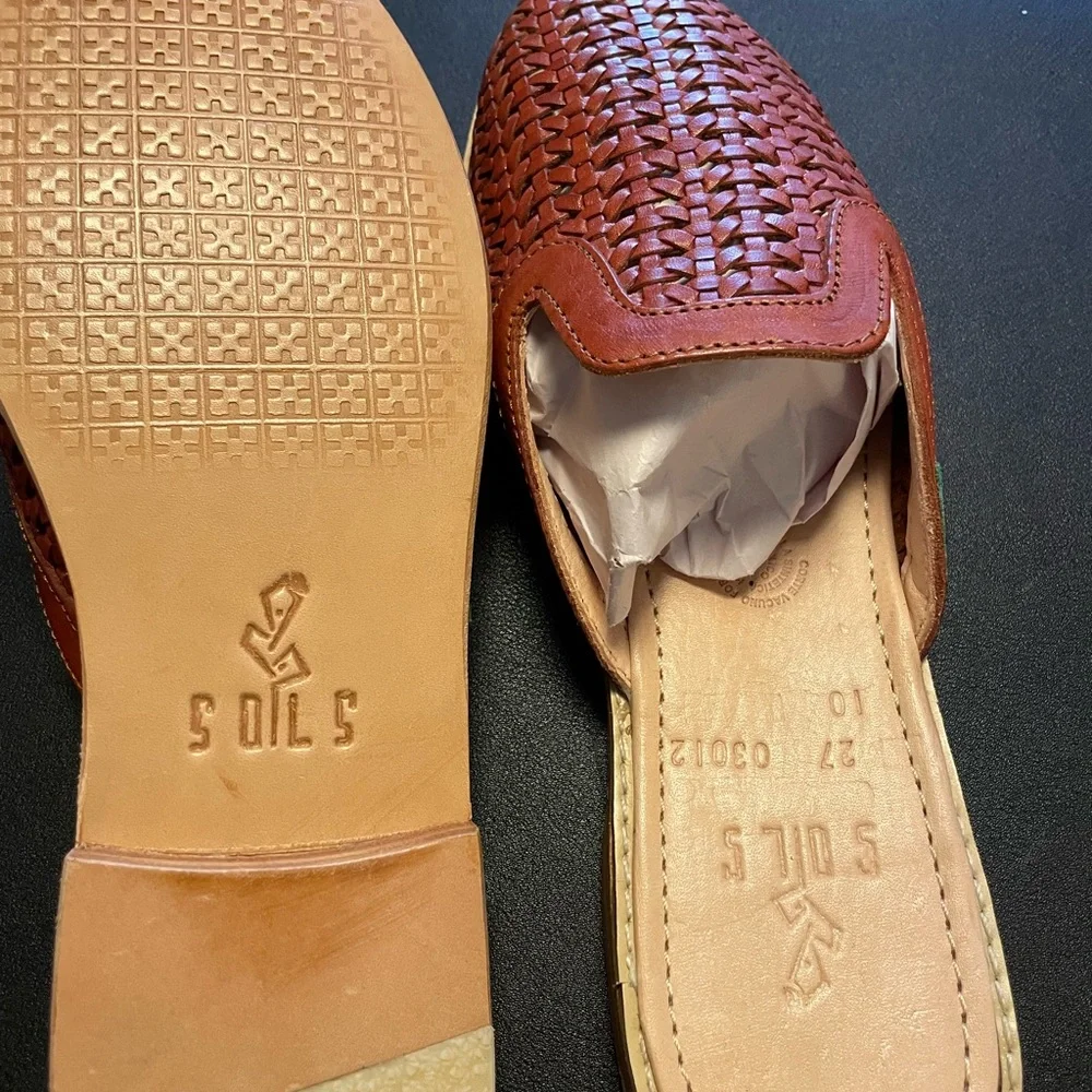NEW!  Sols Anita Handmade Mule In Tawny Burch - Picture 2 of 5